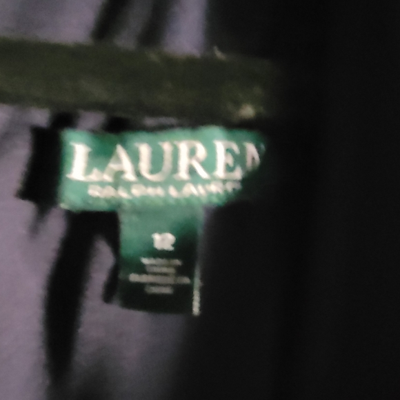 Ralph Lauren Navy Fit and Flare Halter V-neck Midi Dres Gold Signature Buckle - Picture 7 of 8